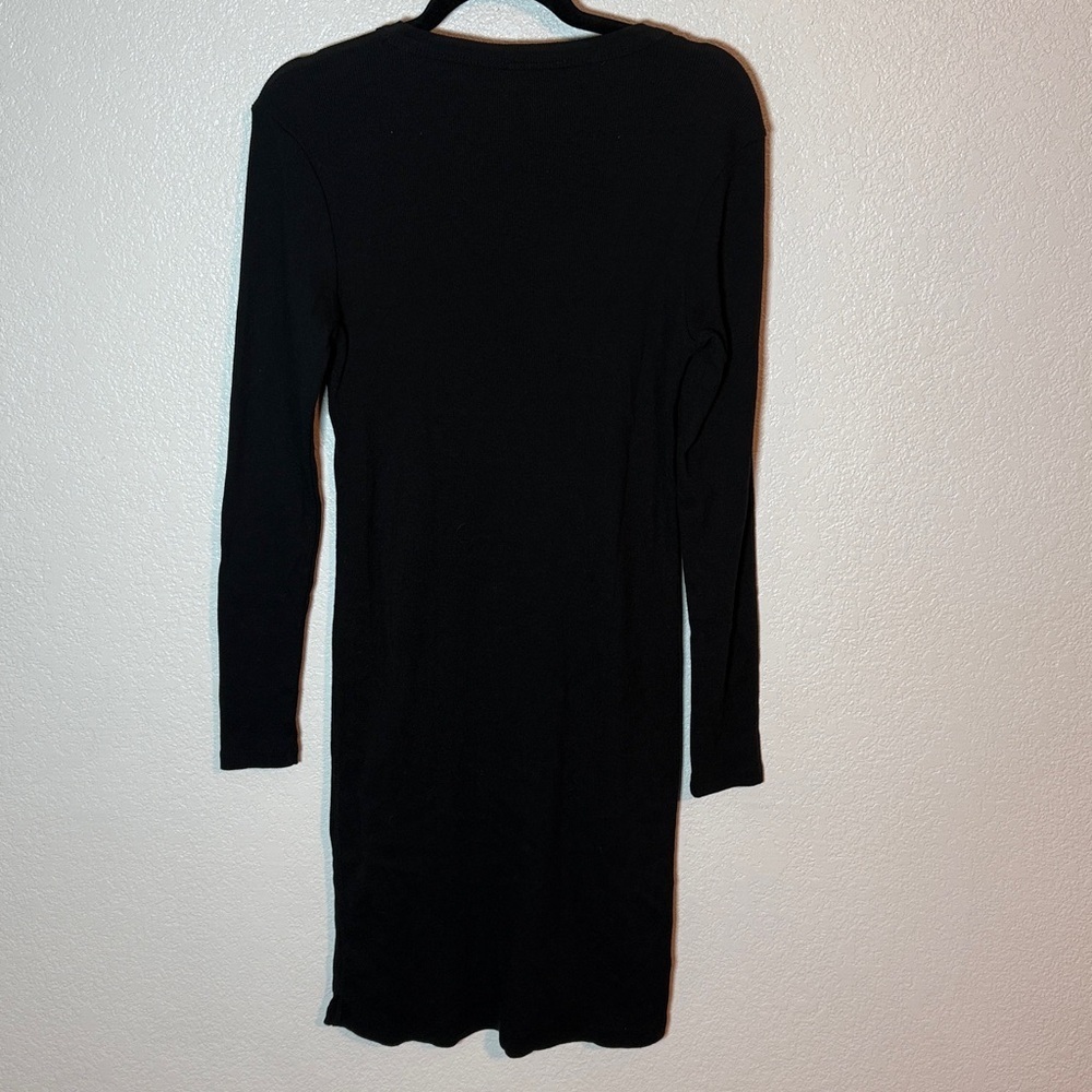 Standard James Perse Black Ribbed Knee Length Dress Size 3(Large) NWT Minimalist - Picture 3 of 6